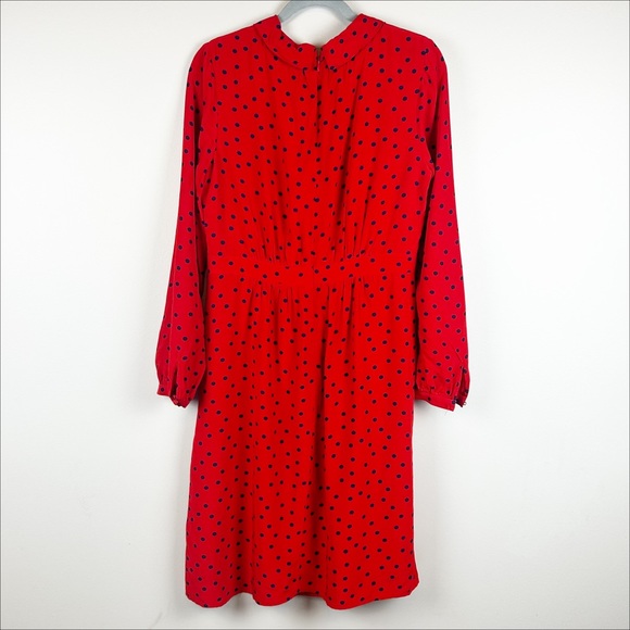 Boden Lucinda Dress Poinsettia Polka Dot Red & Blue Size 8 - Picture 3 of 8